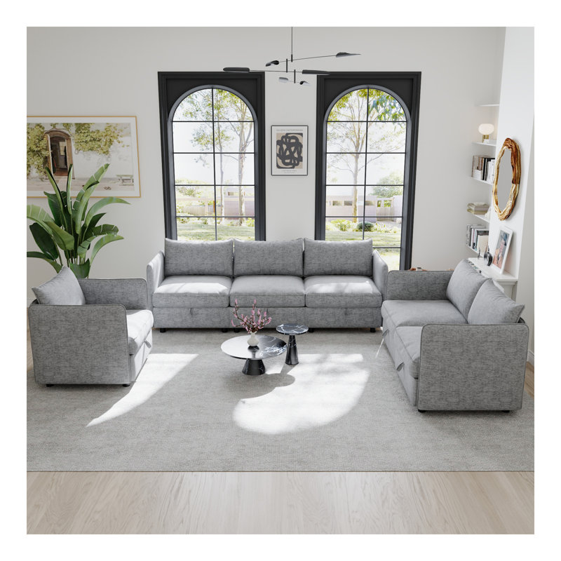 Canapé modulaire modulaire, siège de canapé convertible avec rangement, ensembles comprenant canapé trois places et canapé, causeuse et fauteuil simple (1 + 2 + 3 sièges) pour le salon