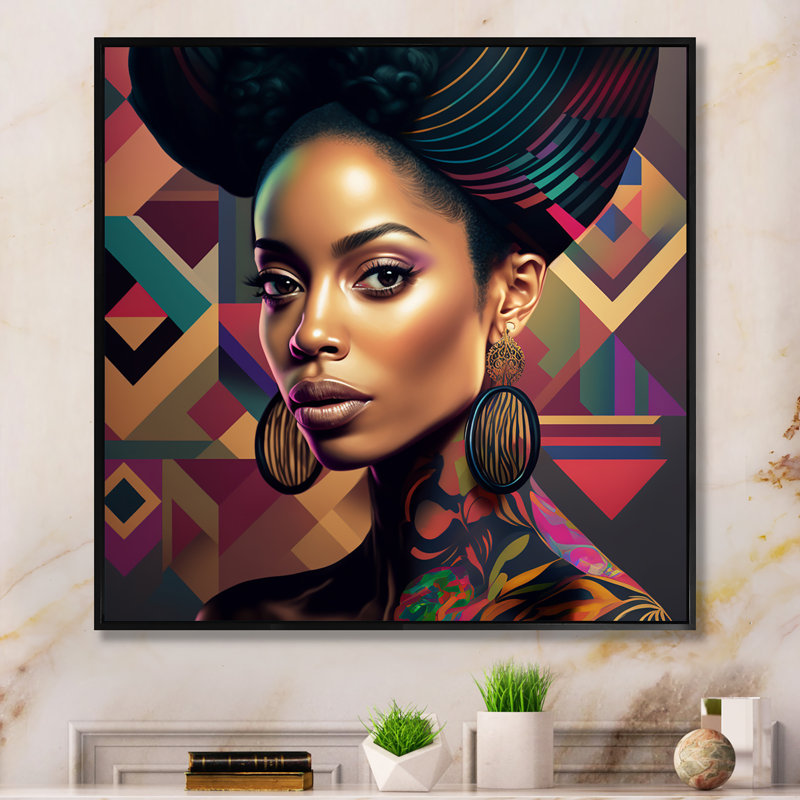 Art coloré encadré Hip Hop coloré - Street Art encadré, 44" H x 44" W, Toile avec cadre flottant noir