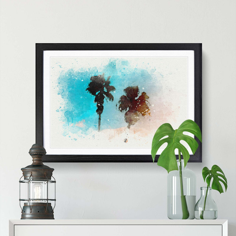 Los Angeles Palm Trees in Abstract - Picture Frame Graphic Art Print, Black, 60cm H x 91cm W x 2cm D