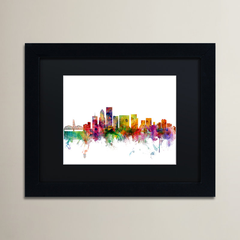 « portland oregon », impression encadrée, H 11 po x l 14 po x P 0,5 po, Noir