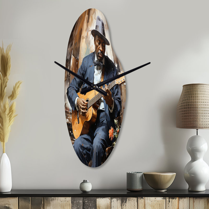 Horloge murale incurvée bleue Costella USA Muscian Palying Memphis Blues - Usa, Grand