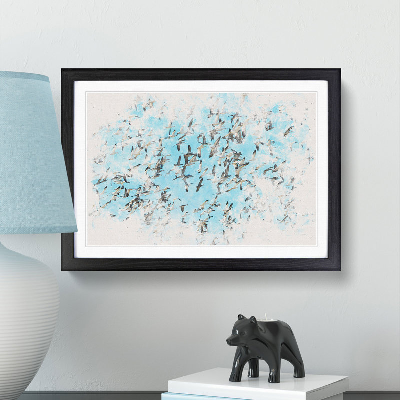 Snow Geese in Flight - Picture Frame Graphic Art Print, Black Framed, 62cm H x 87cm W x 2cm D
