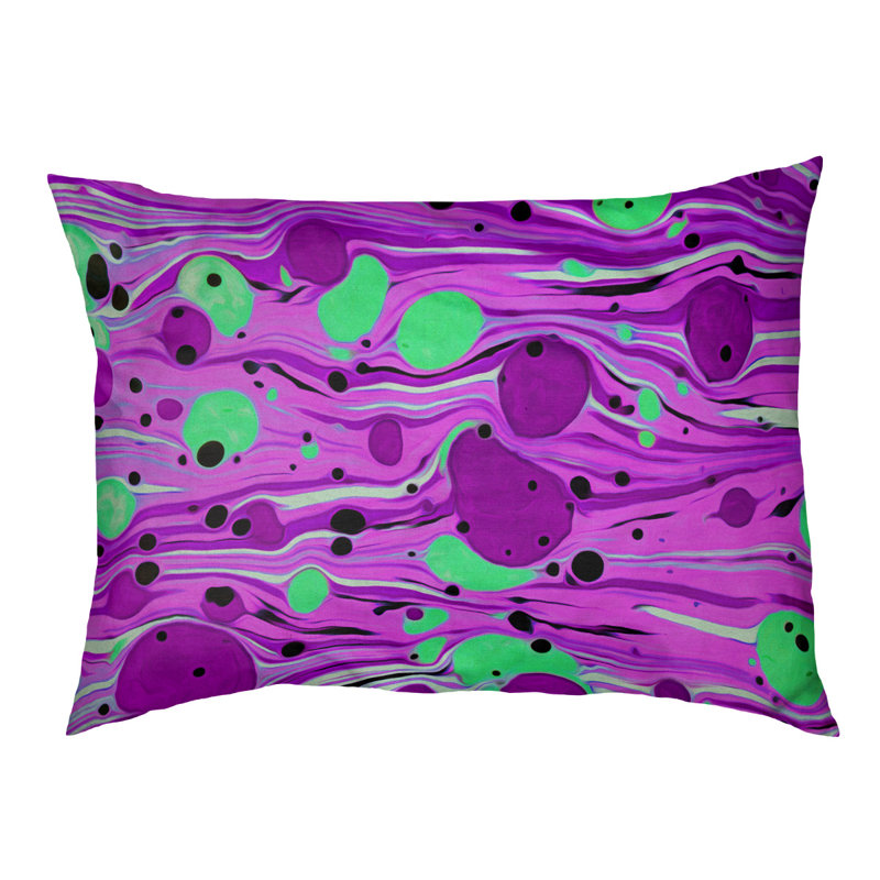 Coussin de lit paint tourbillons dog Byrge, Moyen (H 6,5 po x l 40 po x P 30 po), Mauve / Vert, Polyester