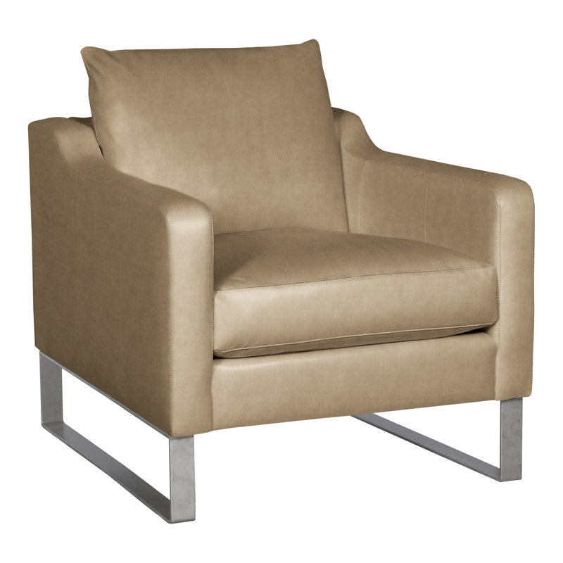 Fauteuil en cuir fleur de l 31,5 po Thea, Cuir véritable Ziggy Dune