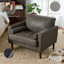 Fauteuil club capitonné Iliana en similicuir, accoudoirs carrés, avec 2 coussins-626856813