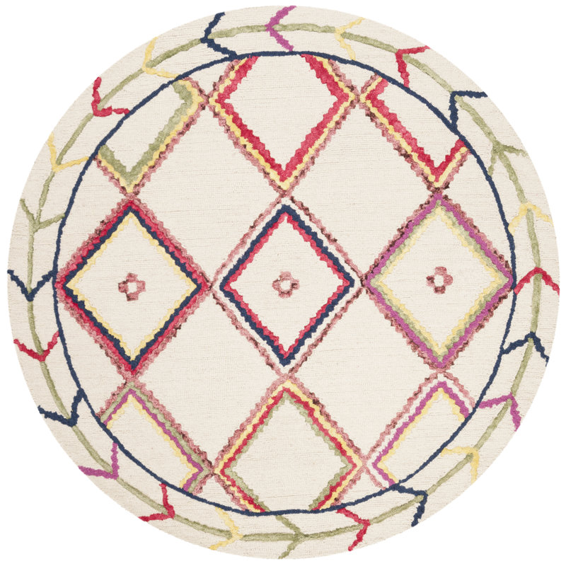 Tapis en laine touffeté à la main Derose, Rond 5 pi