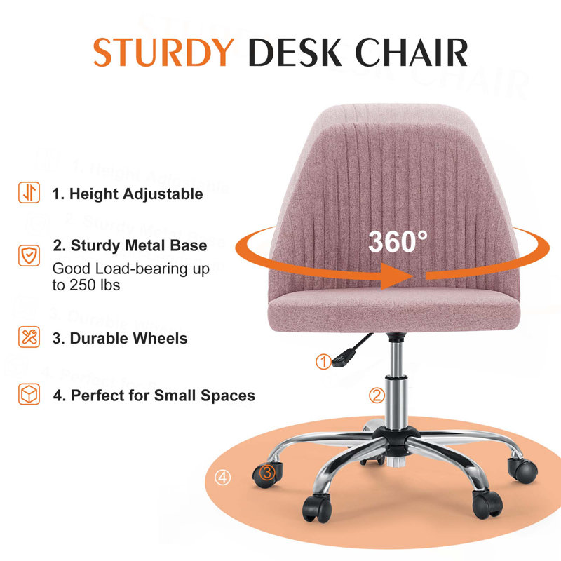 Chaise de bureau Magdaleen, Rose