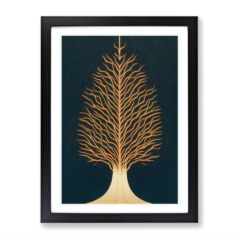 Art Nouveau Tree No.2 - Single Picture Frame Print, Black Framed, 64cm H x 46cm W x 2cm D
