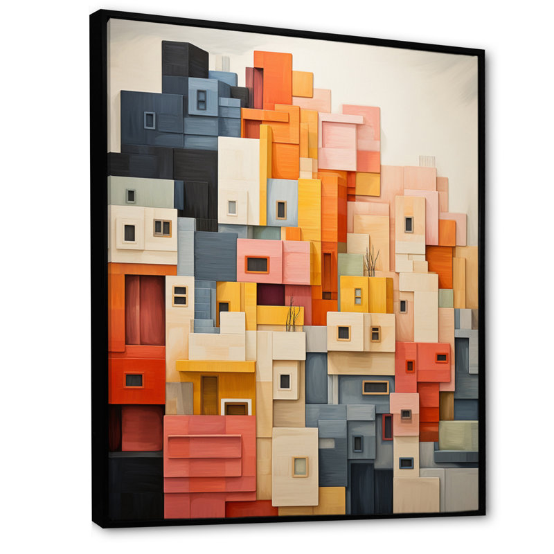«Kyndall Constructivism», reproduction sur toile, Cadre flottant noir, H 32 po x l 16 po x P 1 po