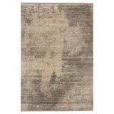 Gray Abstract Silk Rug - 6' x 9'