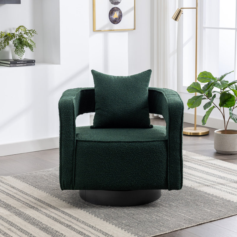 Dangira Upholstered Swivel Barrel Chair, Green Polyester