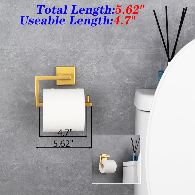 Stainless Steel Towel Ring And Toilet Paper Holder Set - Wall Mounted Bathroom Hardware, Gold
