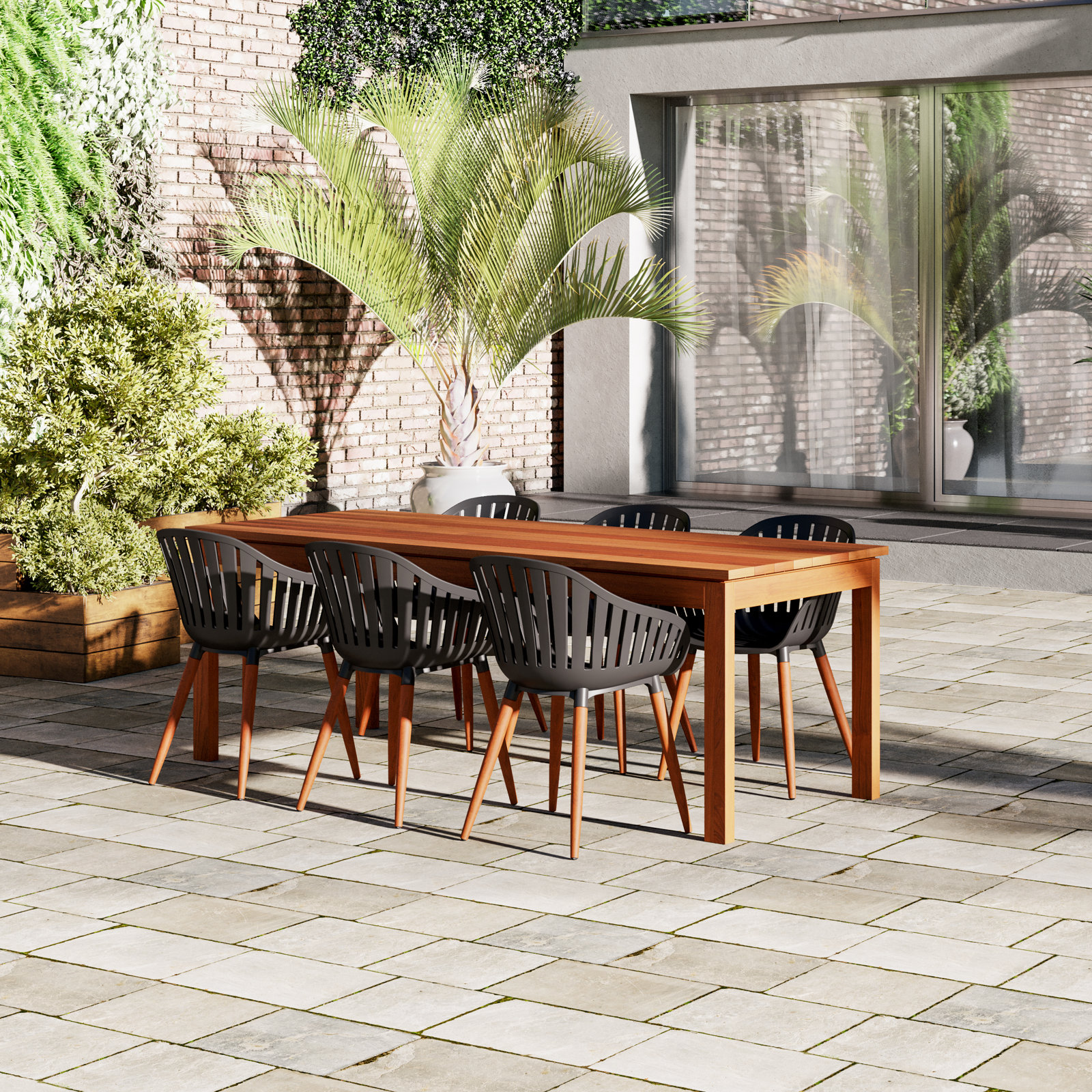 83" Eucalyptus Patio Dining Set