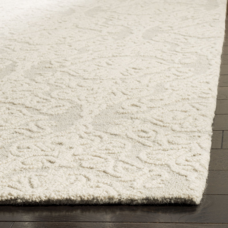 Davyan Hand Tufted Wool Damask Rug, Square 6'