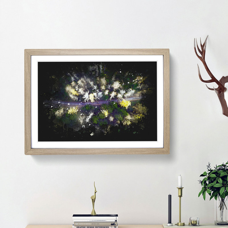 Yellow Forest in Austria - Picture Frame Painting Print, 33cm H x 45cm W x 2cm D, Oak Framed