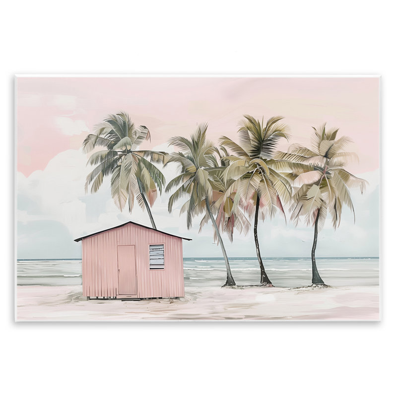  «Pink Beach Hut & Palms» par Arlington Prints, H 10 po x l 15 po