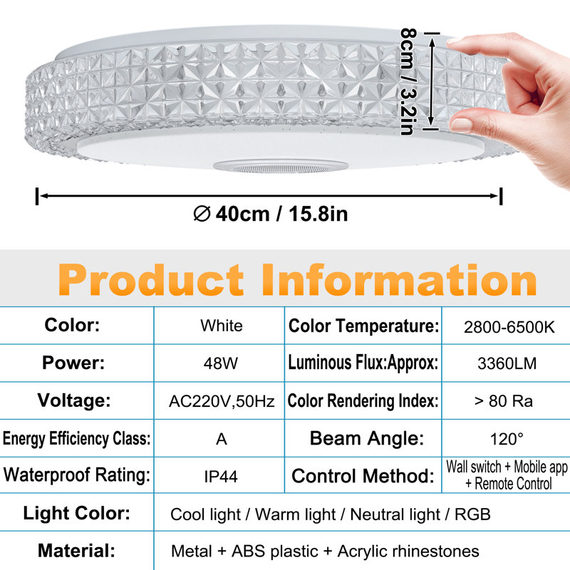 Acrylic Semi Flush Mount, 48W