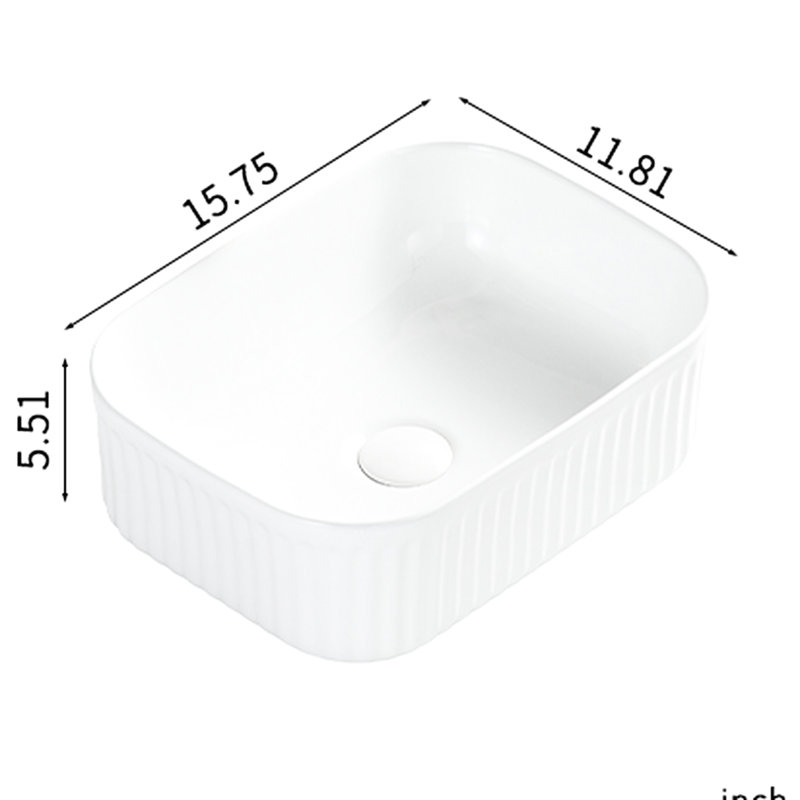 American Style Milk White Rectangle Bathroom Vanity Sink Above Counter, Made Of Ceramic, Non - Porous Surface For Stubborn Stains Removal, Small Scratches , 15.3 In Depth, 12.04 Width, 5.62 Height