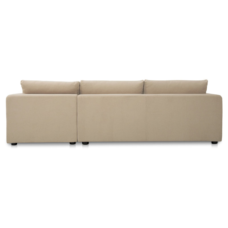 Burrow Sleeper Sectional With Storage Chaise Sand Right, Beige Polyester, Right Hand Facing