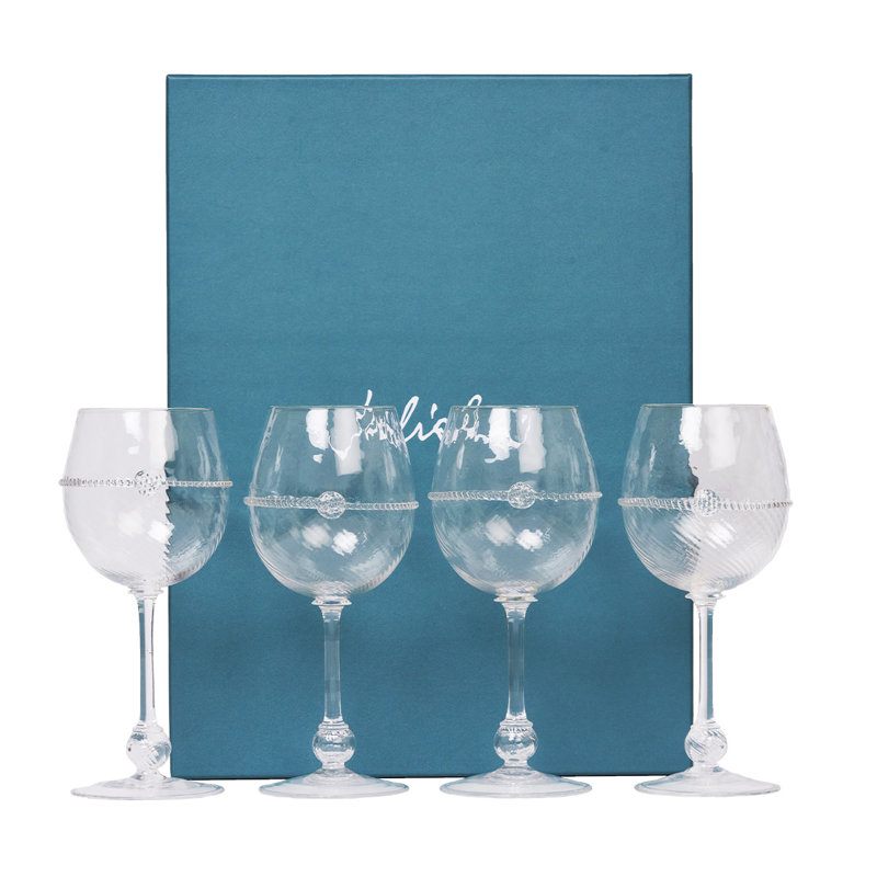 Graham 15 oz. Clear Glass White Wine Set with Twisted Cord Trim