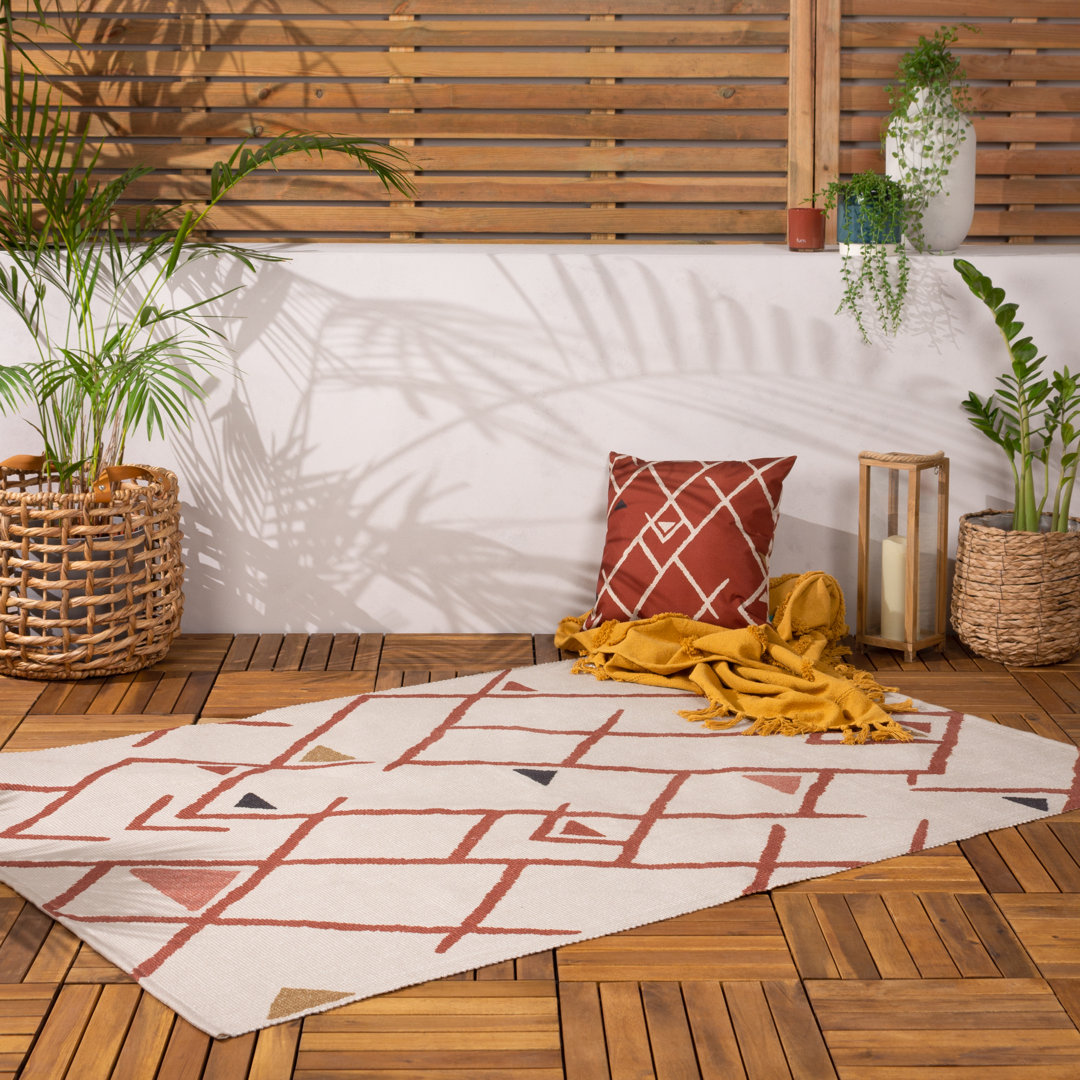 Inka Geometric 120cm X 170cm Brick Indoor / Outdoor Area Rug