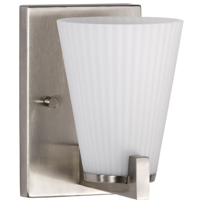 Meuble-lavabo 1 lumière Keindl - verre nervuré, Nickel brossé