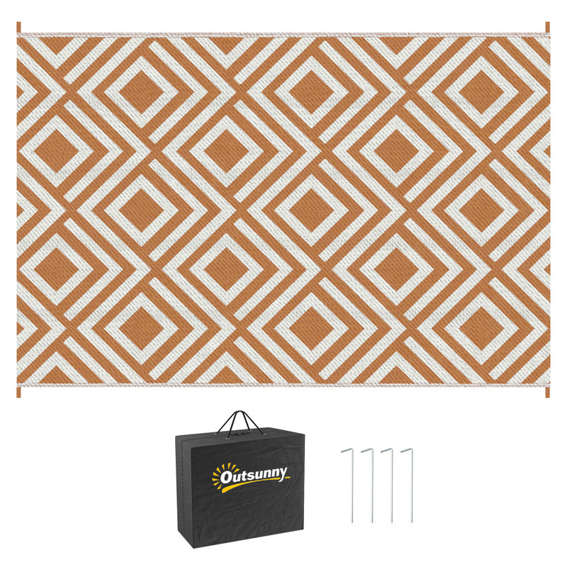 Rectangle 182 cm x 182 cm Geometric Berber Outdoor