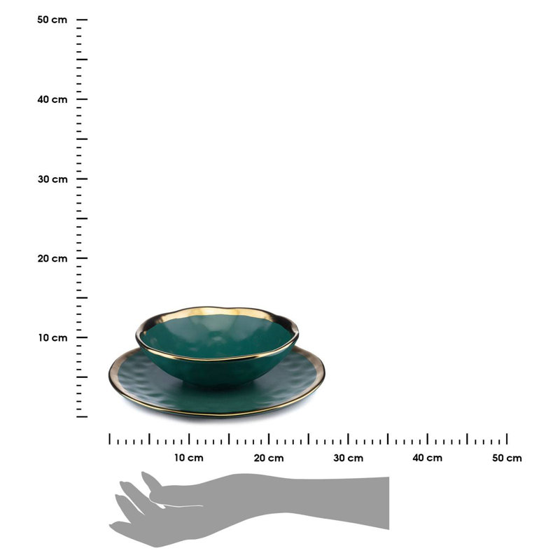 Spirgel Piece Ceramic Dinnerware Set - Service for 4, Green