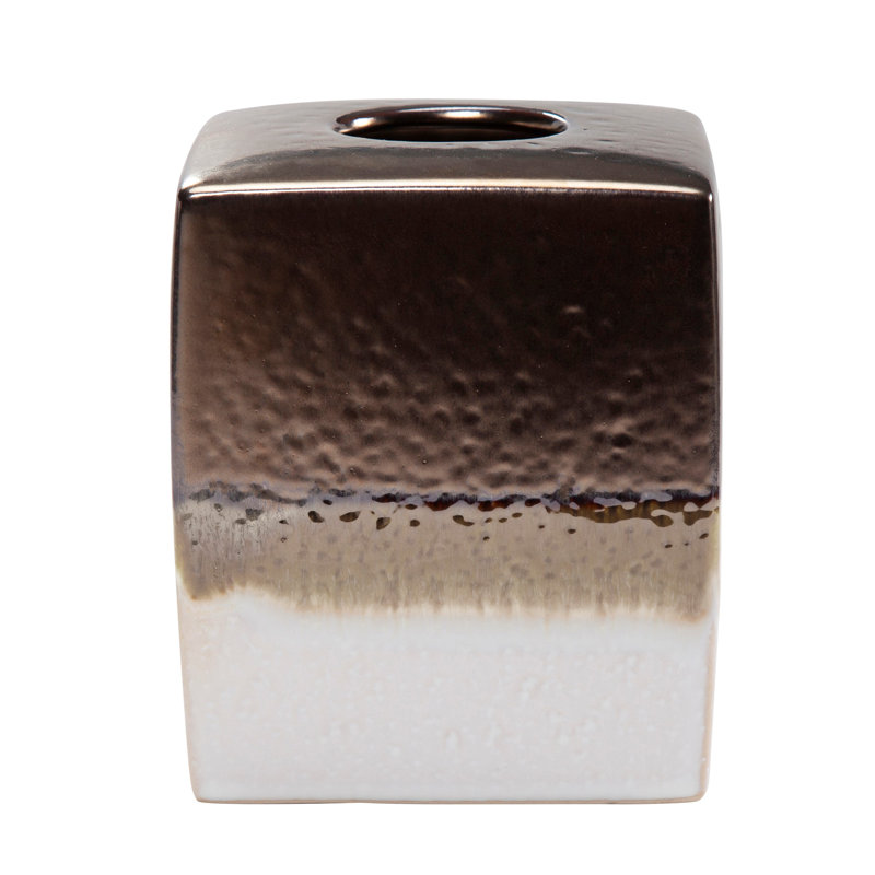 Gilded Brown and White Ceramic Tissue Box Cover