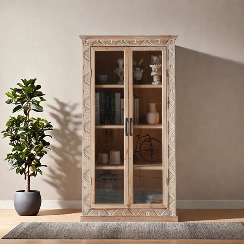 Solid Wood Aged Style Storage Cabinet Bookcase