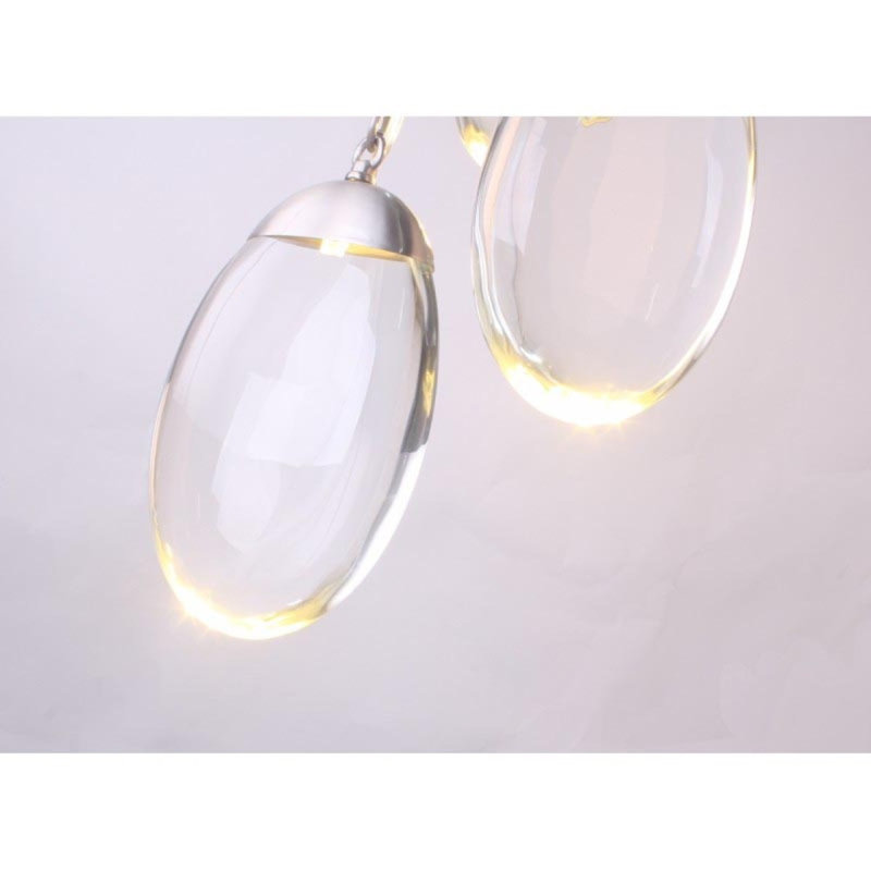 Lustre suspendu avec chaîne en métal léger, Argent antique, H 84 po x l 28 po x P 2 po, Transparent