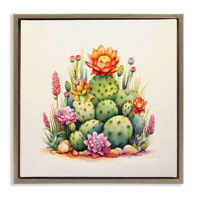 «Desert Spring Cacti», art mural encadré flottant par Andrea Haase