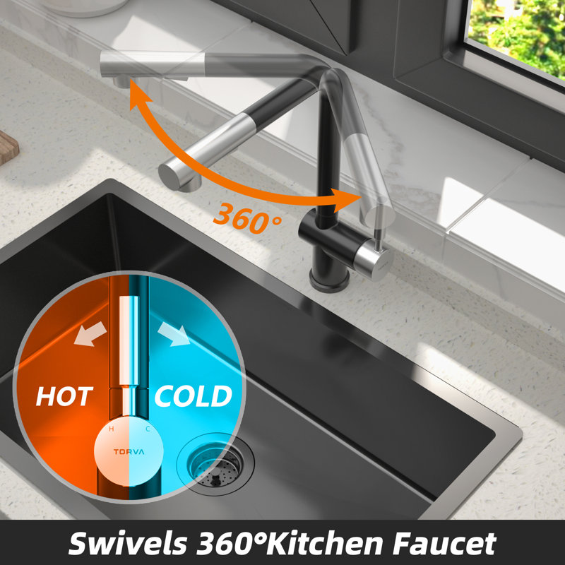 Polyfurniture Pull Out Touchless Kitchen Faucet