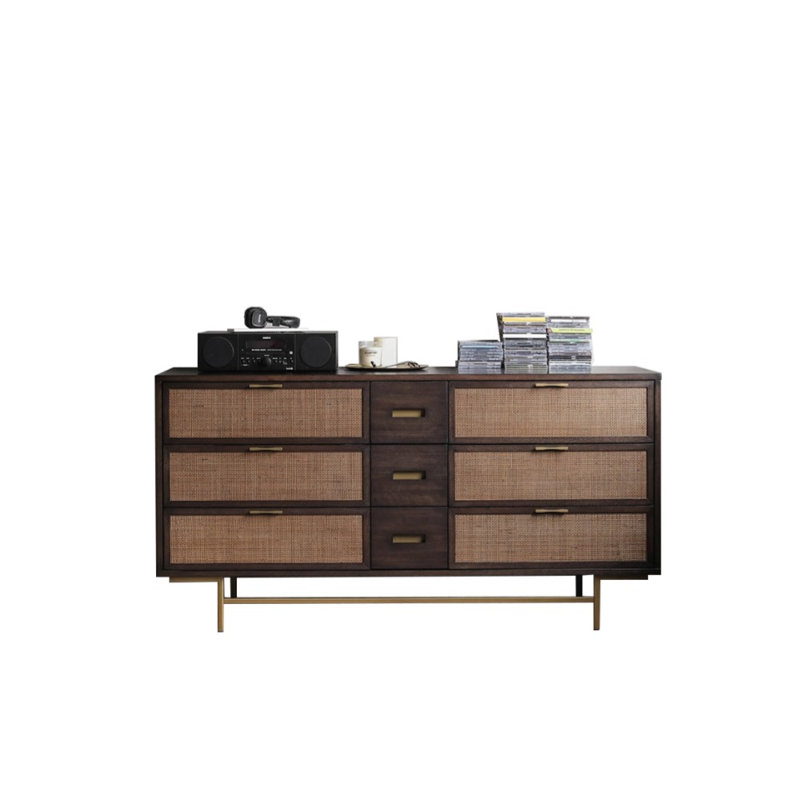 Buffet d'appoint en rotin massif de 61,81 po