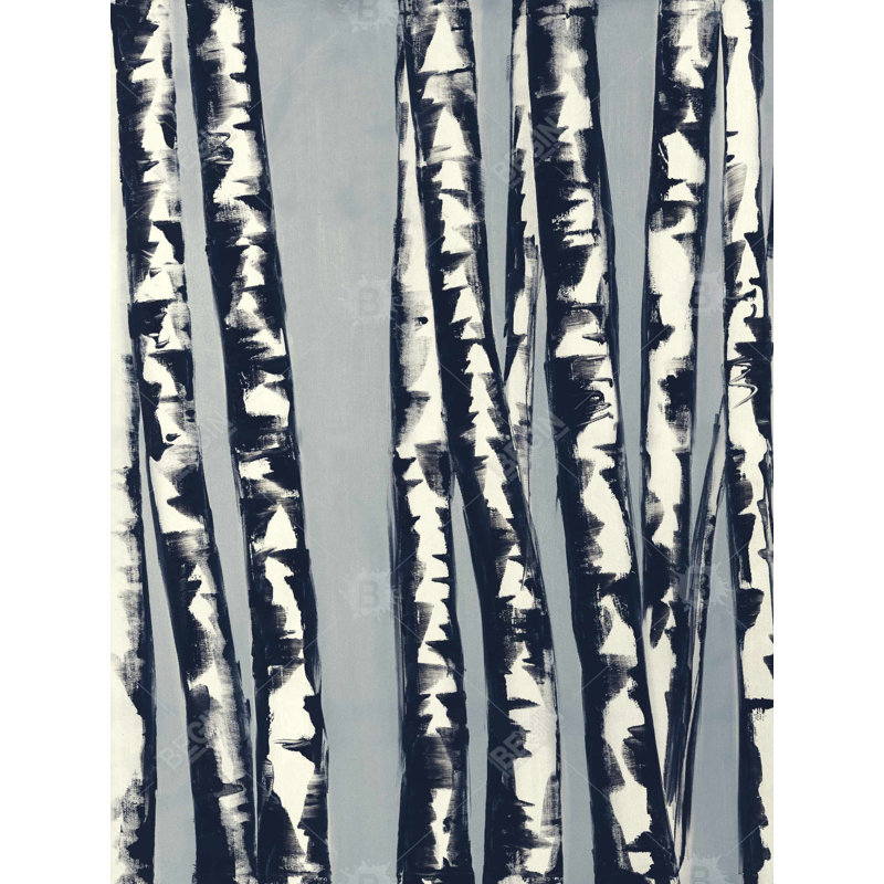 Abstrait forêt de bouleaux - Toile rustique bleue pour la décoration intérieure