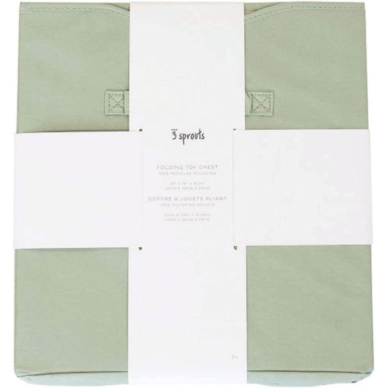 Green Recycled Fabric Folding Storage Chest with Lid and Handles