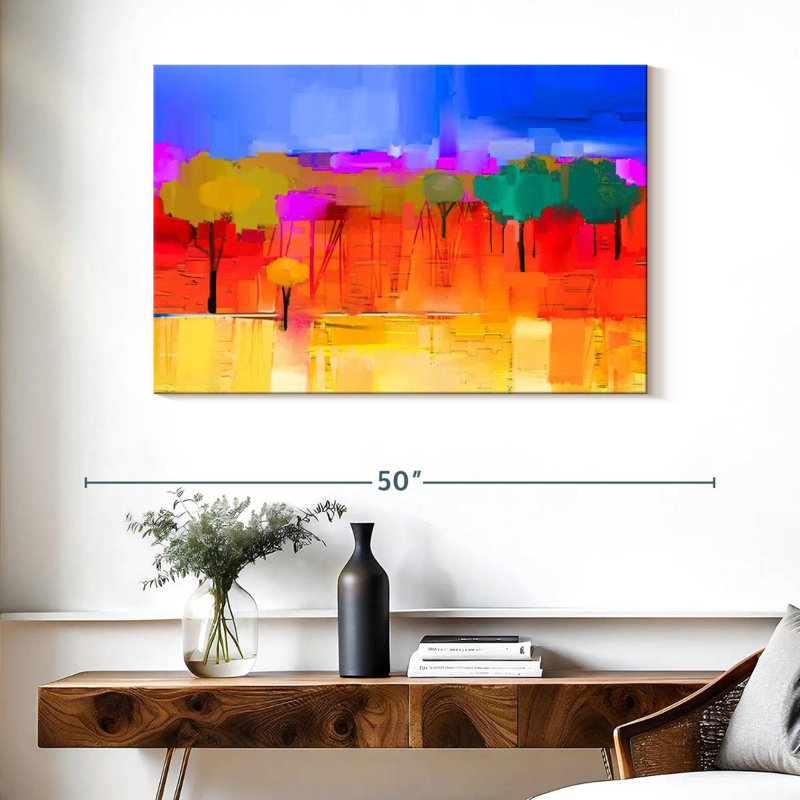 Arbres printaniers colorés Avery, H 26 po x l 39 po
