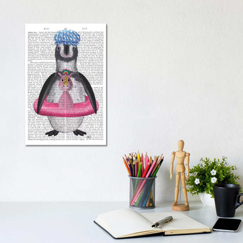 Penguin Unicorn Rubber Ring Book Print by Fab Funky - Wrapped Canvas Gallery-Wrapped Canvas Giclée, 20.32 cm H x 30.48 cm W