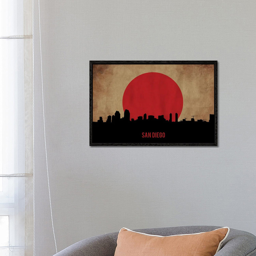 San Diego Skyline von Durro Art - Galerieverpackte Leinwand Giclée auf Leinwand