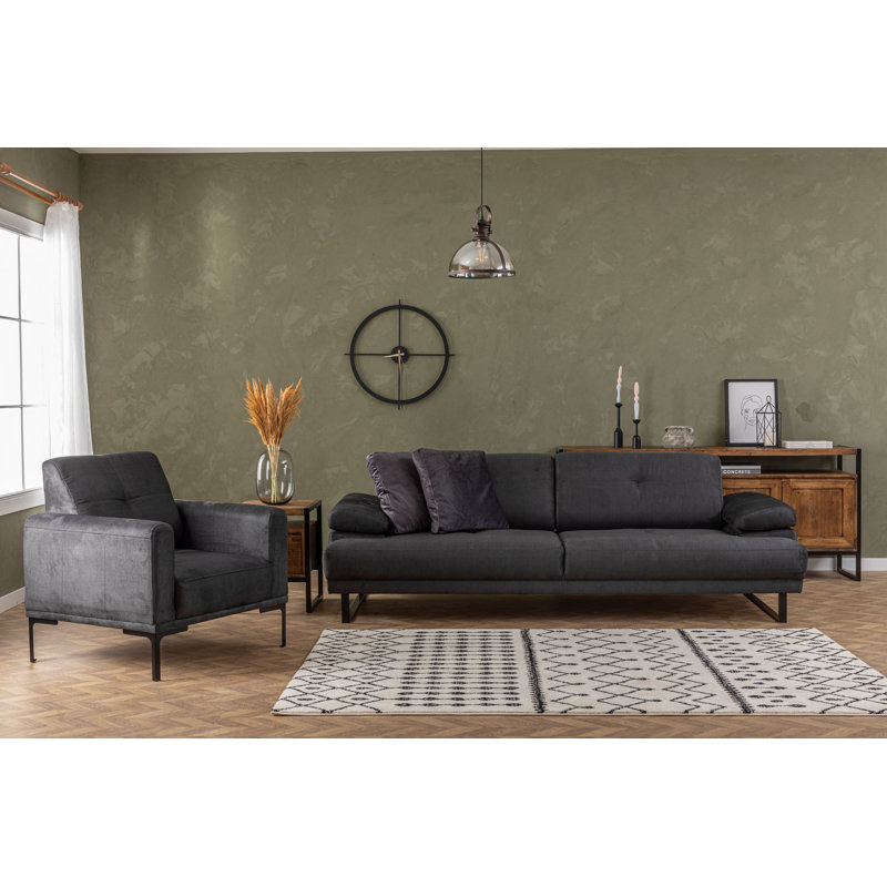 Élégant canapé-lit 3 places, couleur anthracite, 94,1 x 39,0 x 32,7 pouces | Structure en bois de hêtre et en carton, tissu 100% polyester | Mécanisme de bras réglable, dossier mobile, nettoyage à sec | Parfait pour les salons modernes et les espaces invités