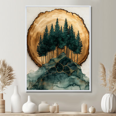 Gine pin noir sur une glissade d'arbre en bois - Art mural forêt