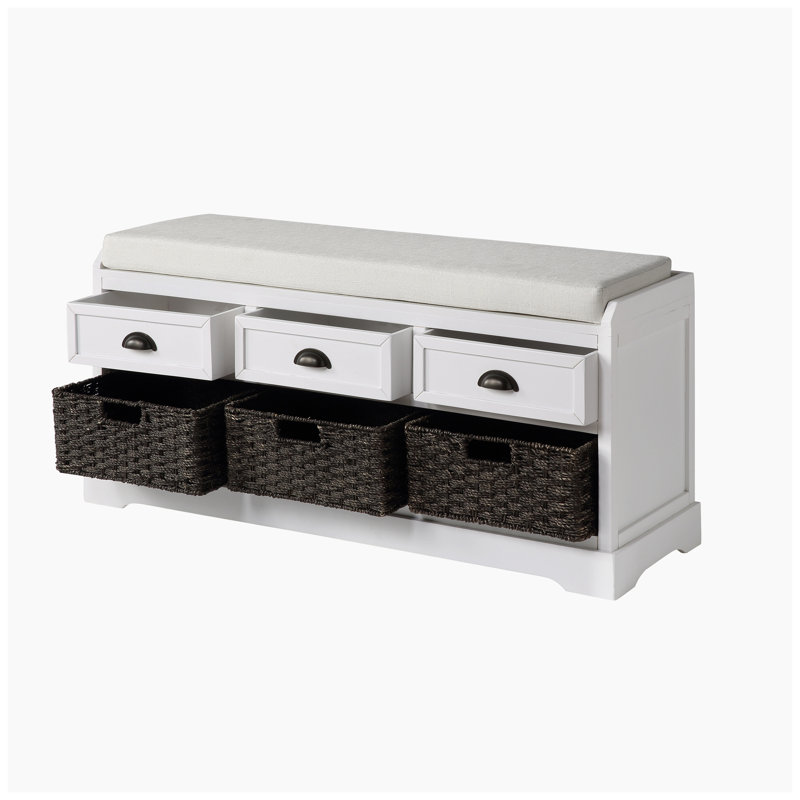 Banc de rangement avec tiroirs Gokey, Blanc