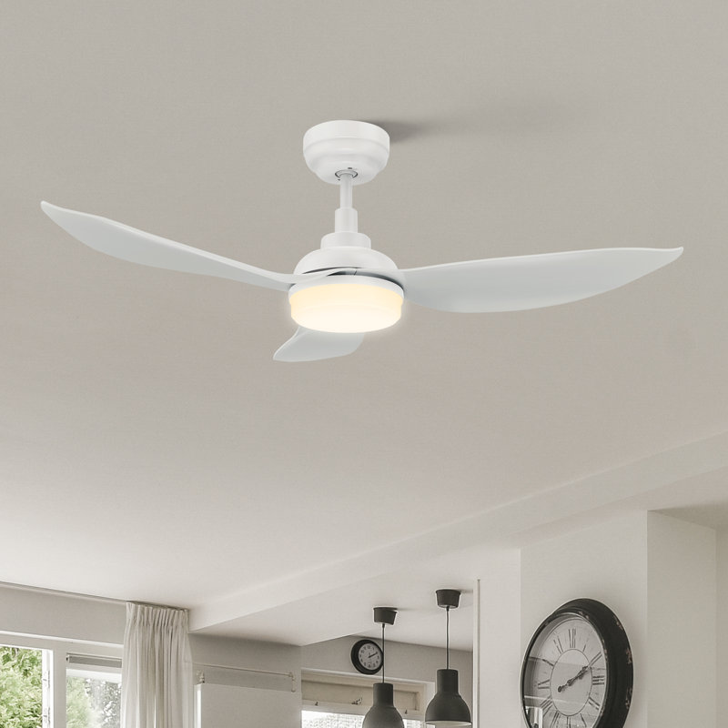 Ventilateur de plafond standard intelligent de 45 pouces avec moteur à courant continu, télécommande et ensemble d'éclairage DEL