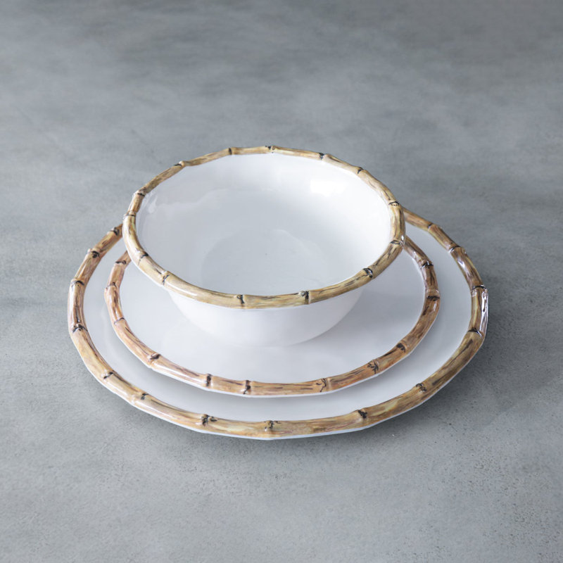 Vida Melamine Salad/Dessert Plate, White/Natural