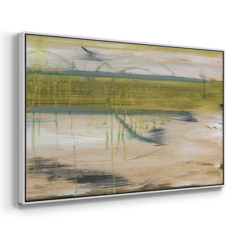 Réflexions aquatiques I, Pas de tapis, H 25 po x l 37 po x P 2 po, Toile encadrée flottée blanche
