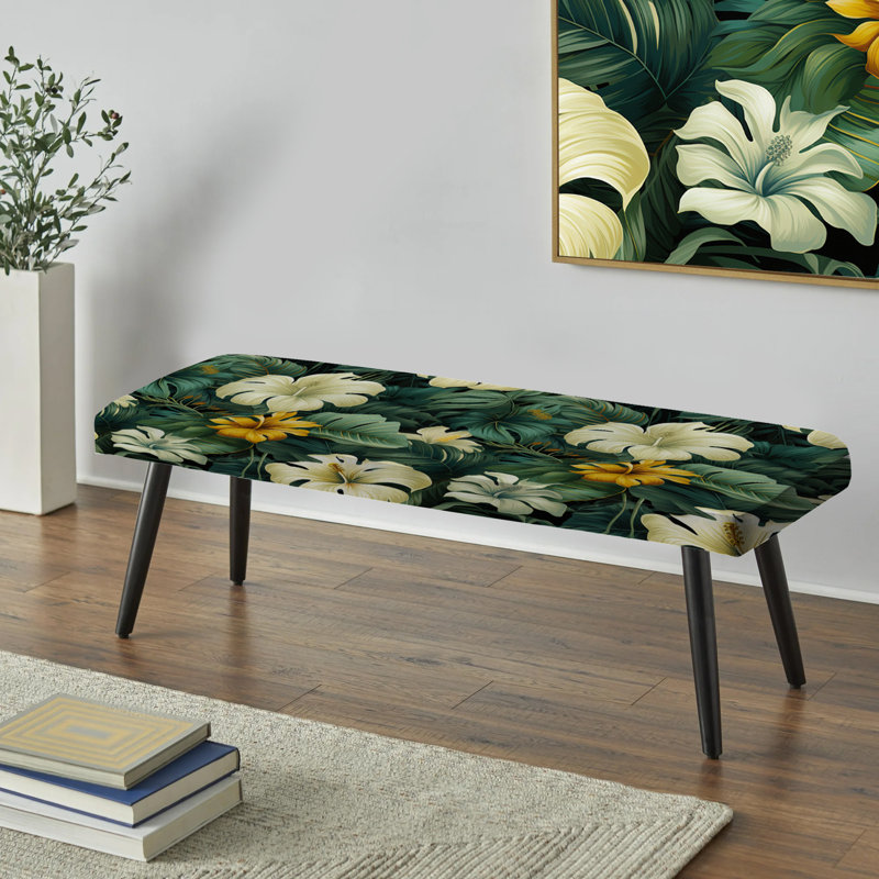 Banc rembourré noir Monstera Elegance