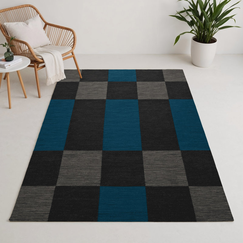 Tapis d'intérieur et d'extérieur à carreaux gris, Rectangle 9 pi x 12 pi