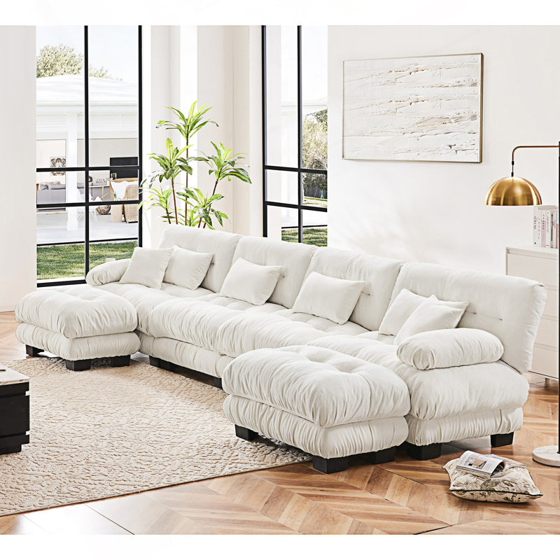 Canapé modulaire Boneless Free Combination, Chenille blanche