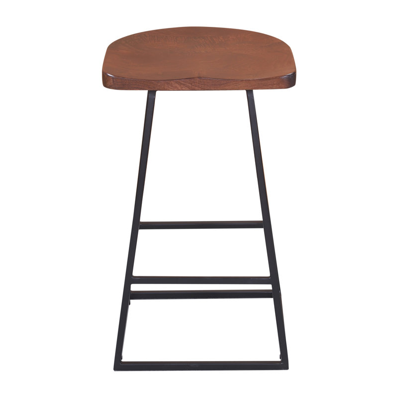 Evis Counter Stool with Metal Frame, Counter Stool (24" Seat Height), Brown