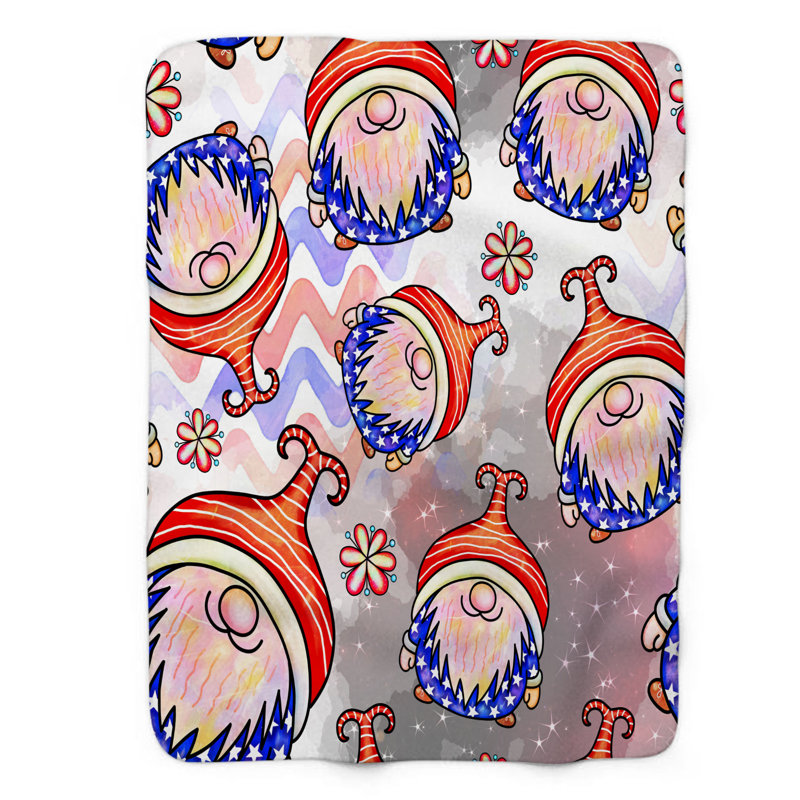 Motif Groovy - 1 pièce Sherpa Premium, Grand lit, Orange / bleu / blanc abstrait
